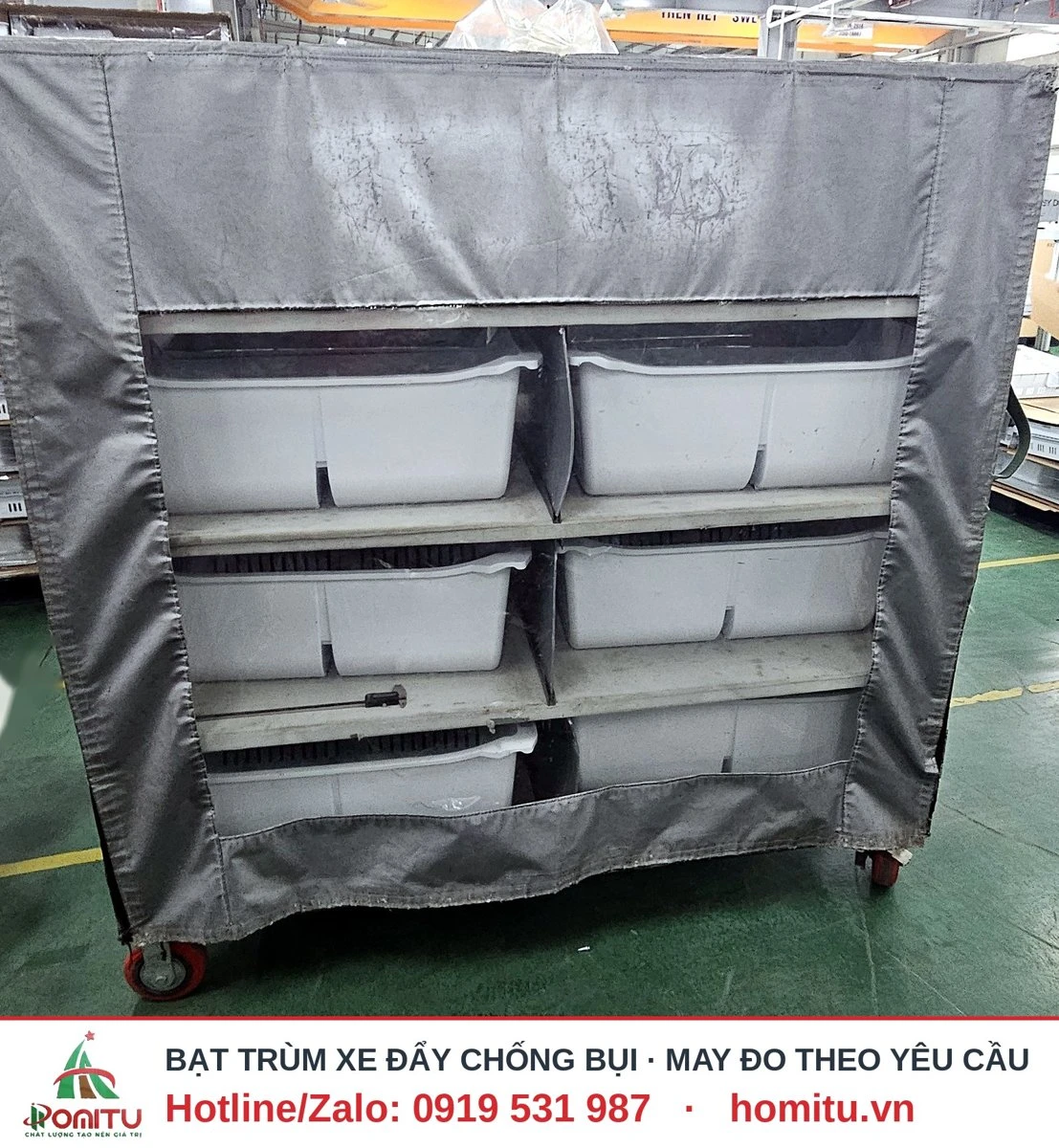 Bạt trùm xe đẩy dùng trong xưởng